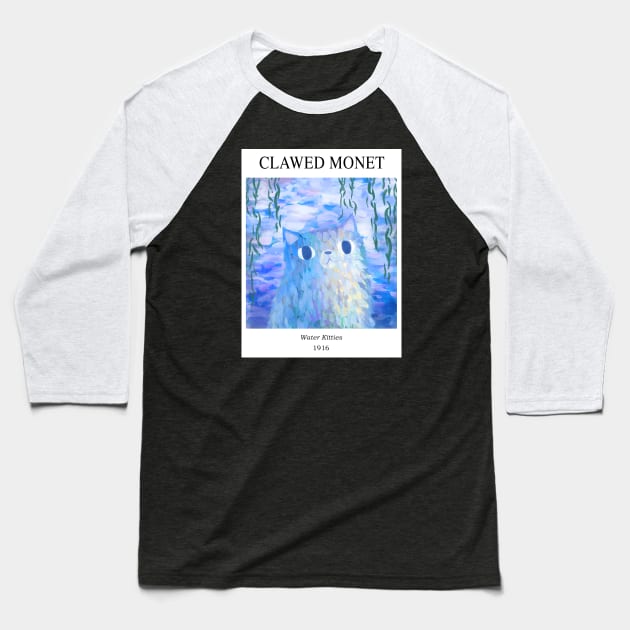 Clawed Monet Gallery cat Baseball T-Shirt by Planet Cat Studio